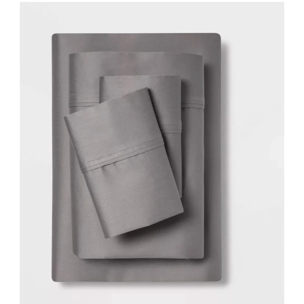 Threshold TRI EASE Super Soft Microfiber Full Sheet‎ Set - Gray (4PC) BRAND NEW